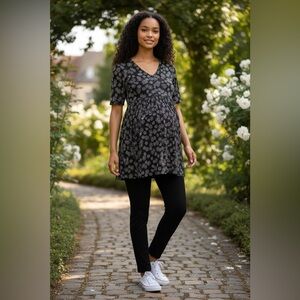 Motherhood Black Floral Tunic - M